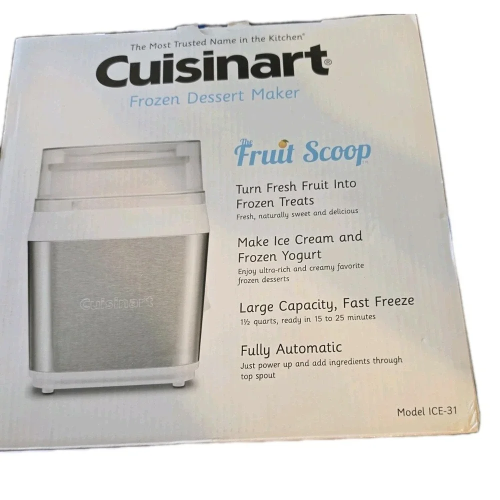 Cuisinart Ice Cream Maker Fruit‎ Scoop Model ICE-31_Capacity of 1.5-Quart NEW